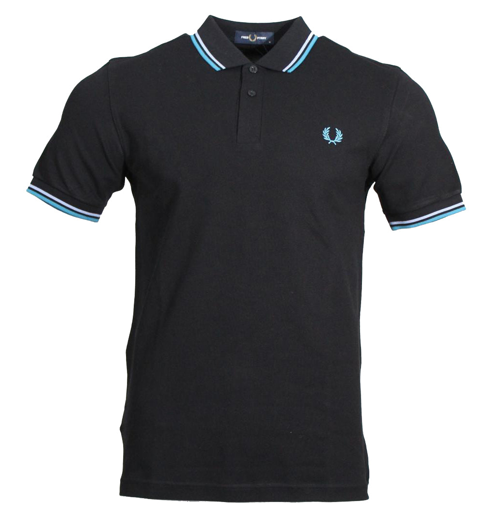 Fred Perry Polo - M3600 - Schwarz/Blau/Hellblau