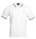 Fred Perry Polo - M3600 - Slim Fit - Weiß/Navy/Rot