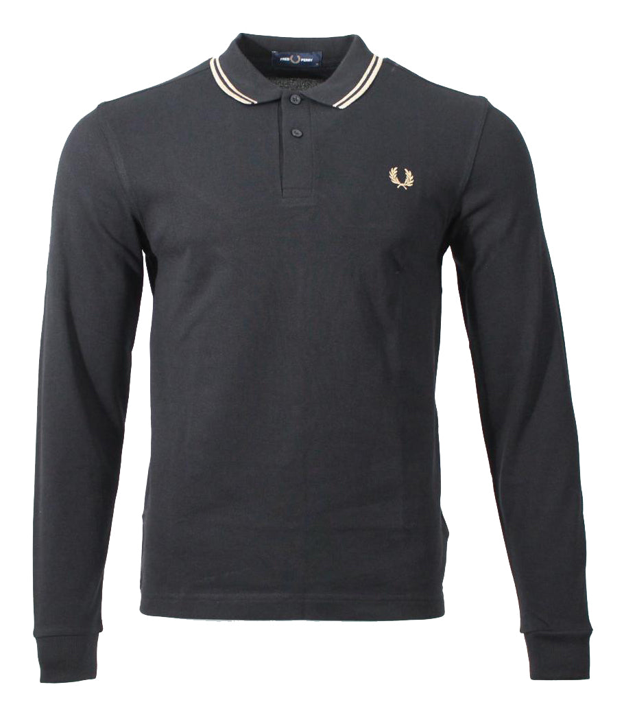 Fred Perry Langarm Polo - M3636- Schwarz/Gold