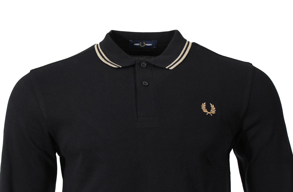 Fred Perry Langarm Polo - M3636- Schwarz/Gold
