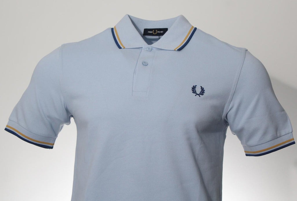 Fred Perry Polo - M3600 - Hellblau/Blau/Gelb