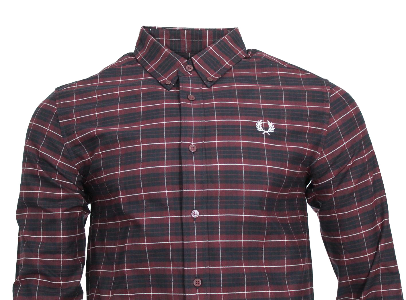 Fred Perry Langarm Hemd - M8714 - Schwarz/Bordeaux