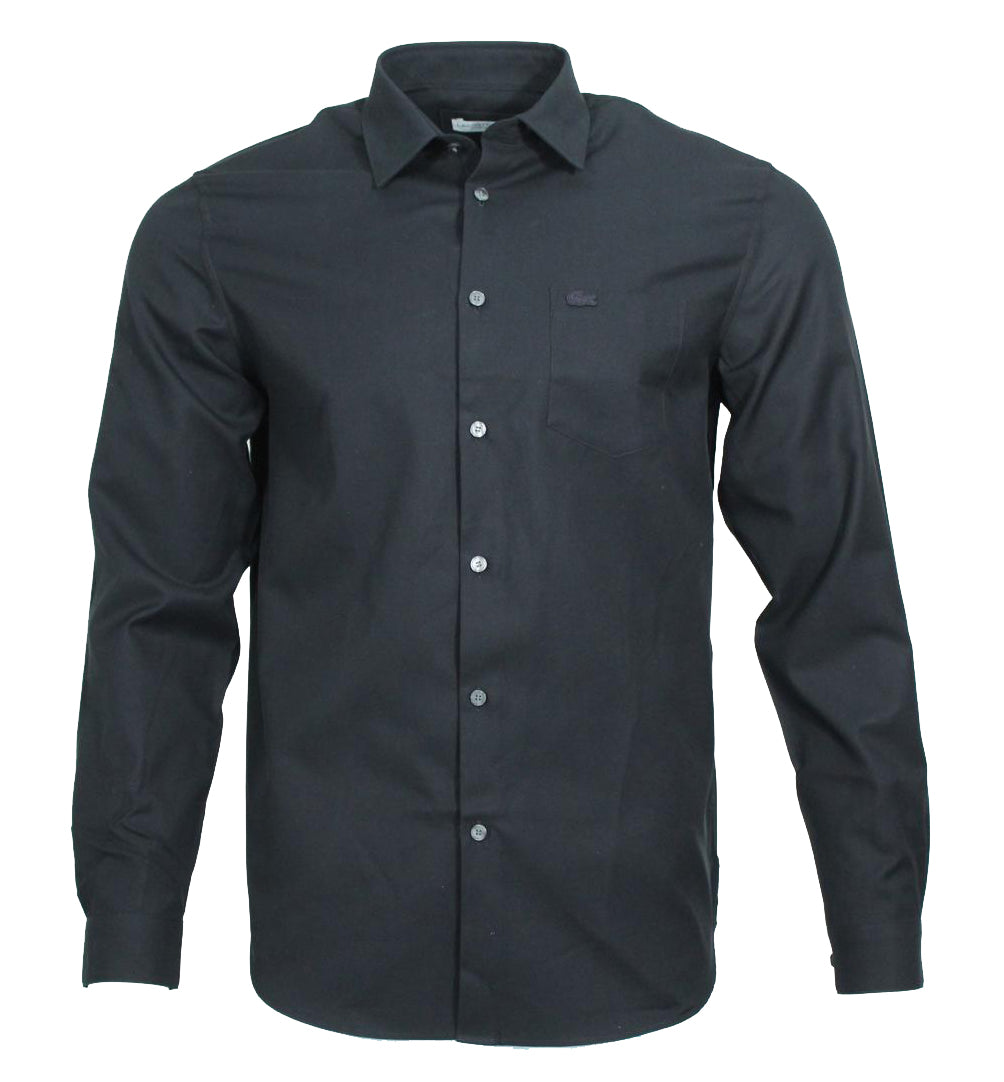 Lacoste Herren Langarm Hemd - Regular Fit - Schwarz