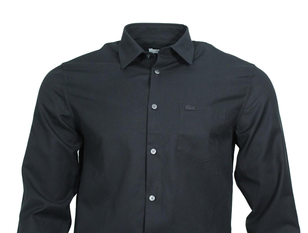 Lacoste Herren Langarm Hemd - Regular Fit - Schwarz