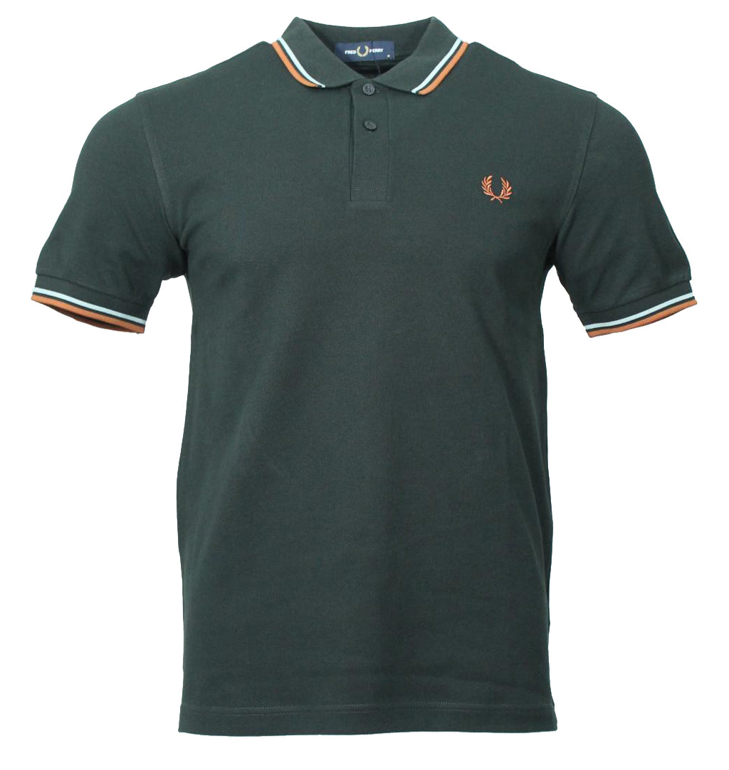 Fred Perry Polo - M3600 - Night Green/Braun/Hellblau