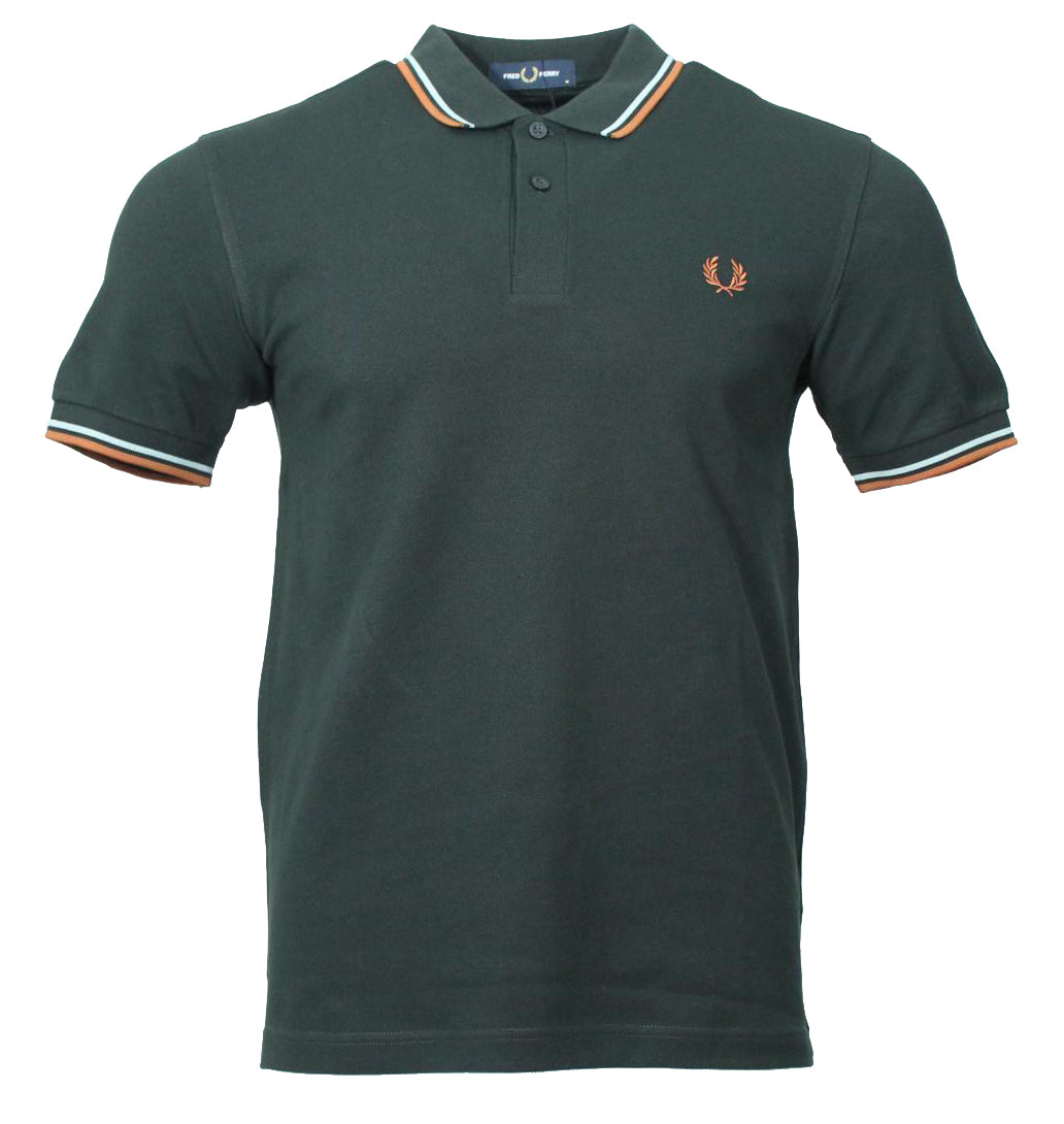 Fred Perry Polo - M3600 - Night Green/Braun/Hellblau