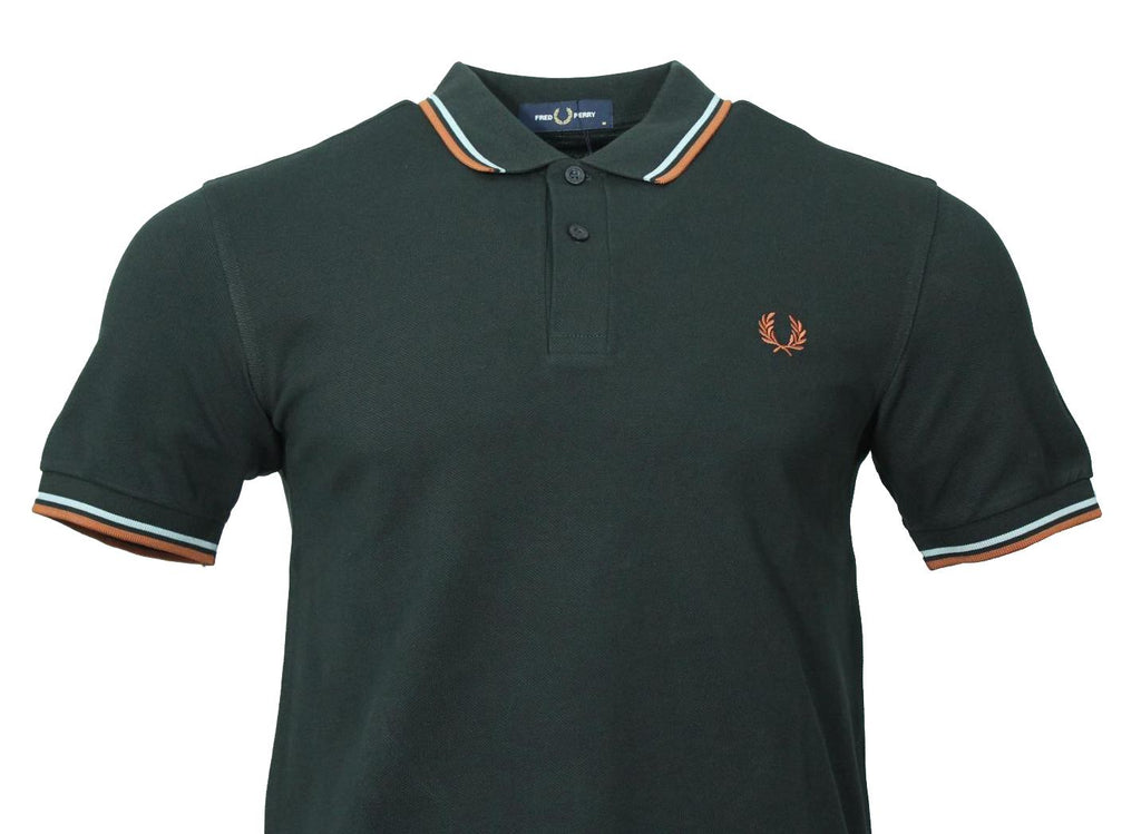 Fred Perry Polo - M3600 - Night Green/Braun/Hellblau