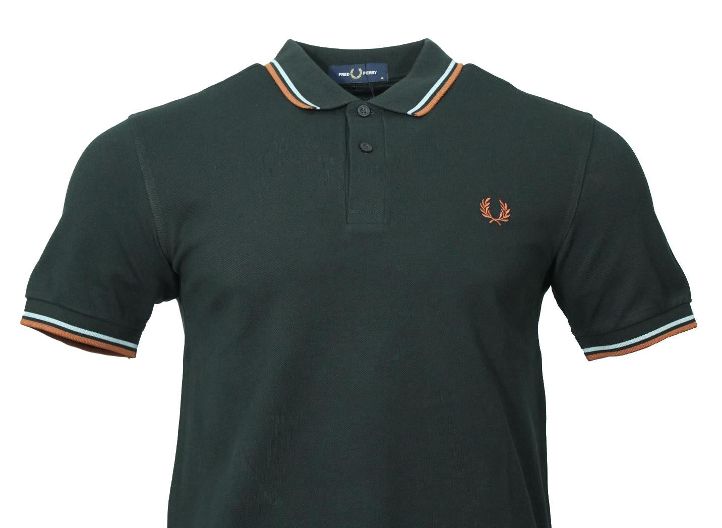 Fred Perry Polo - M3600 - Night Green/Braun/Hellblau