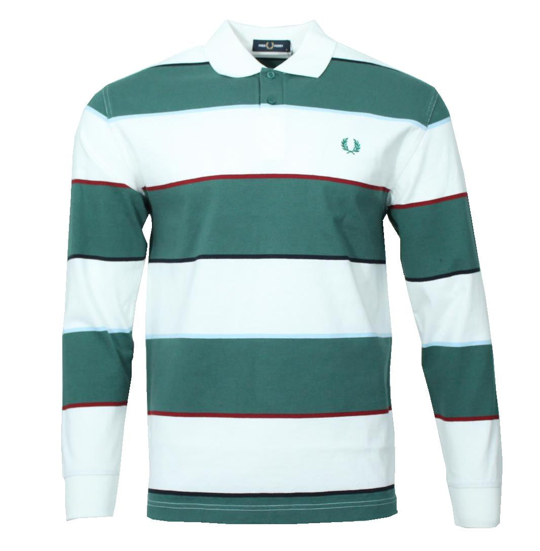 Fred Perry Langarm Polo - M1728 - Grün/Weiß