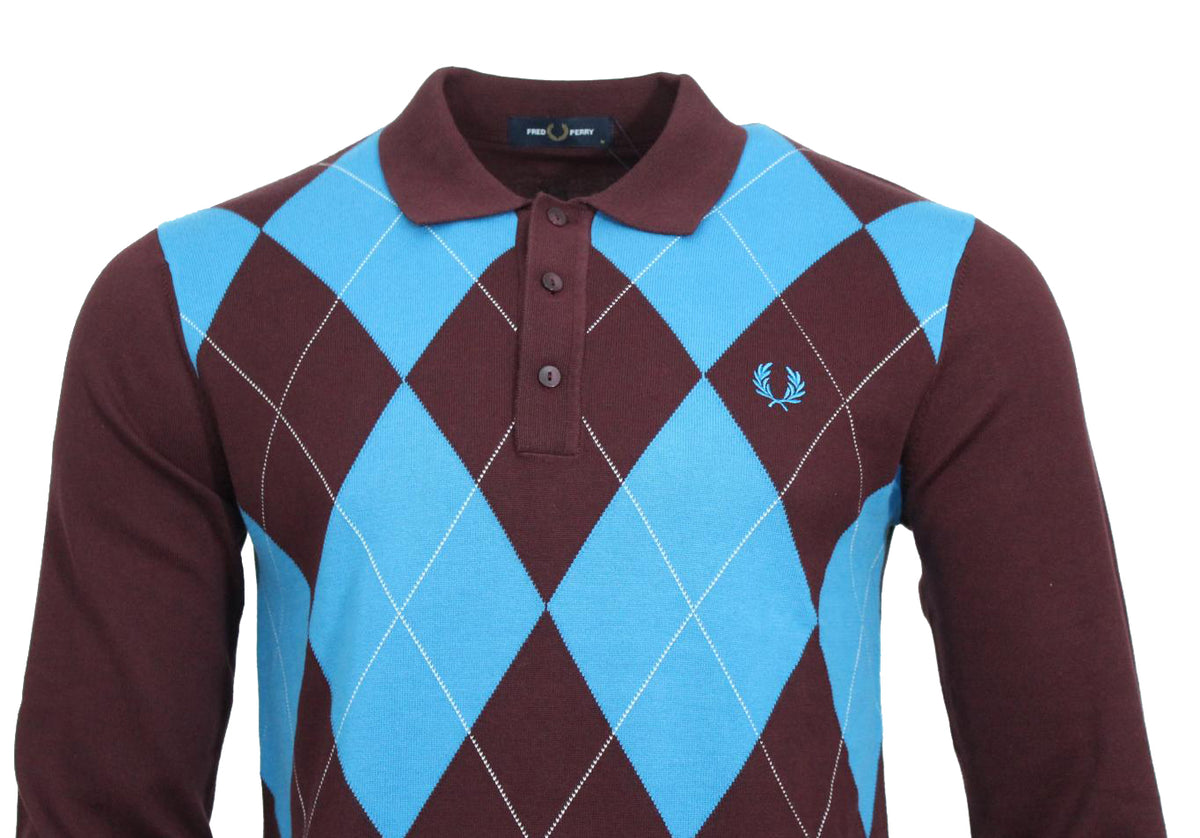Fred Perry Herren Shirt - K1318 - Bordeaux/Blau