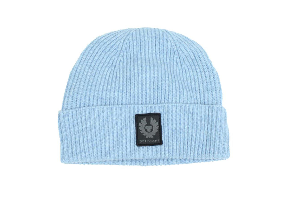 Belstaff Beanie / Wollmütze - Hellblau/weiß meliert