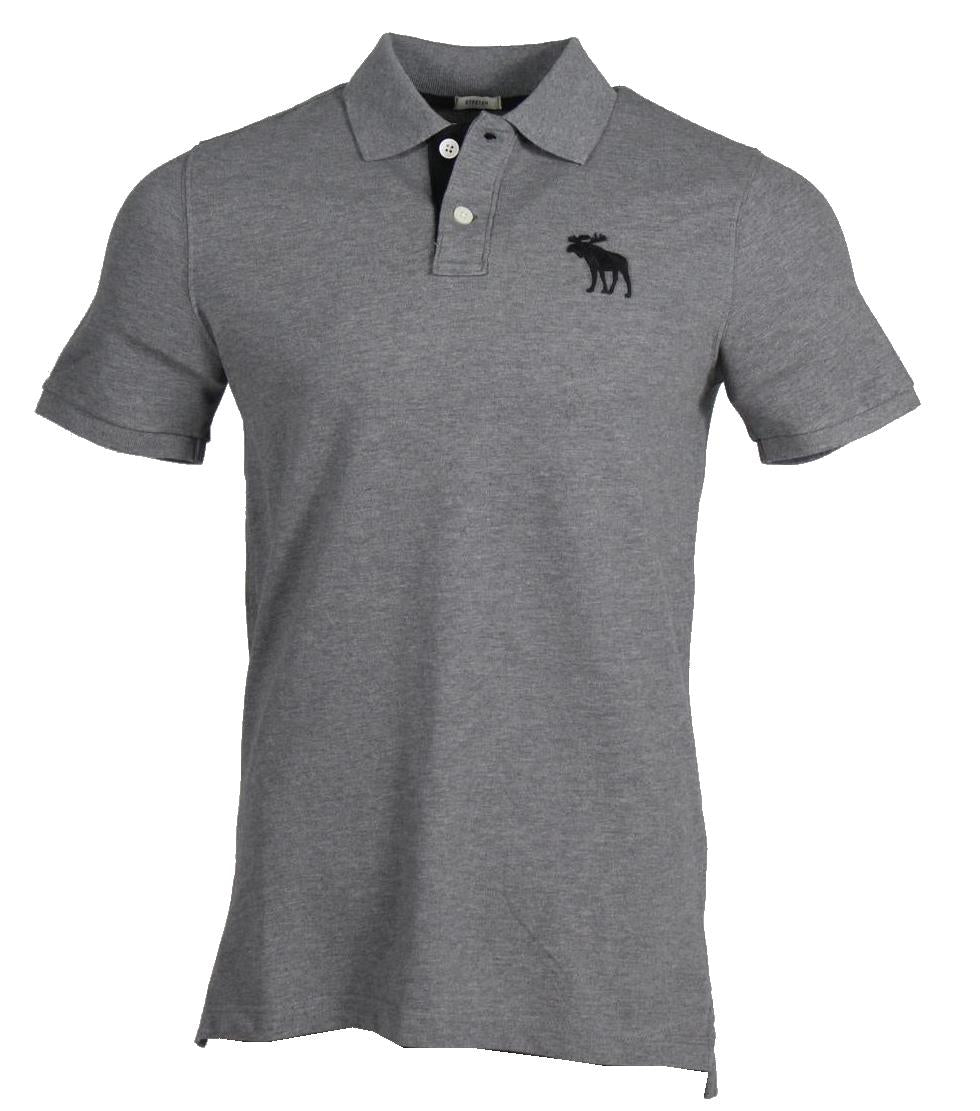 Abercrombie & Fitch Herren Polo - Grau mit schwarzem Elch
