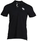 Abercrombie & Fitch Herren Polo - Schwarz mit weißem Elch