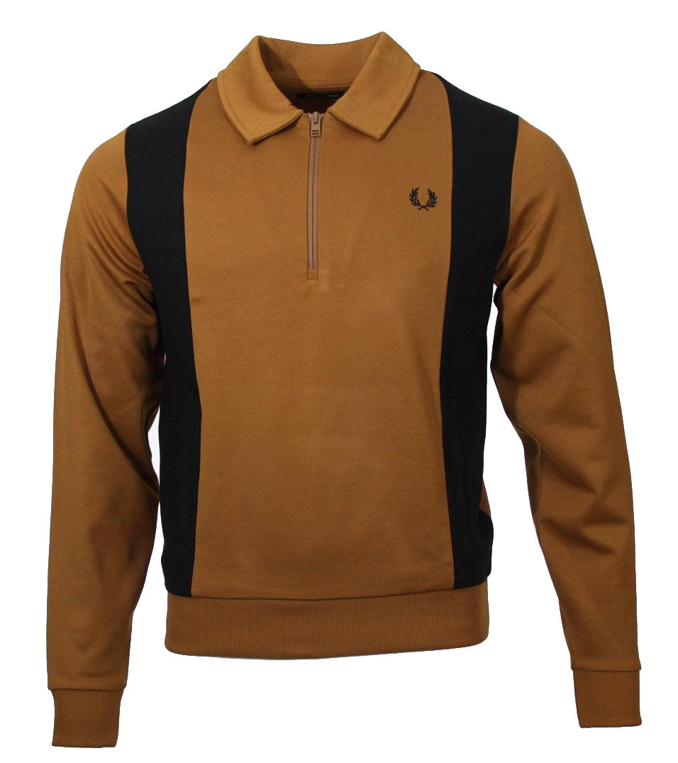 Fred Perry Half-Zip Pullover - J6546 - Braun/Schwarz