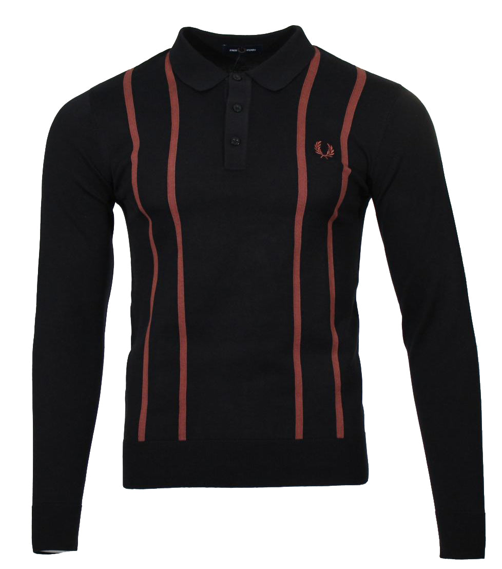 Fred Perry Langarm-Polo - K6537 - Schwarz