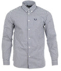 Fred Perry Langarm Hemd - Navy/Weiß - M9500
