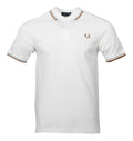 Fred Perry Polo - M3600 - Weiß/Braun/Hellblau