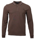 Fred Perry Langarm Polo - M3636- Braun/Schwarz/Pink