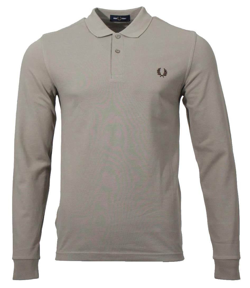 Fred Perry Langarm Polo - M6006 - Warm Grey