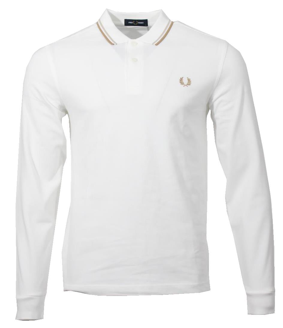 Fred Perry Langarm Polo - M3636- Weiß
