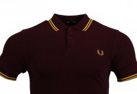 Fred Perry Polo - M3600 - Bordeaux/Gelb