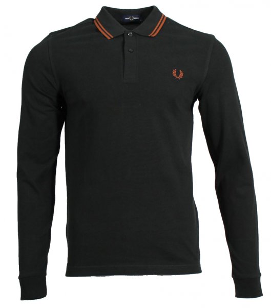 Fred Perry Langarm Polo - M3636 - Night Green