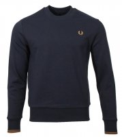 Fred Perry Rundhals Pullover - M7535 - Navy/Braun