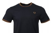 Fred Perry Rundhals T-Shirt - M1588 - Navy/Braun