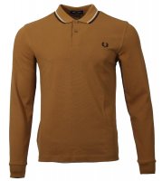 Fred Perry Langarm Polo - M3636- Caramel/Schwarz/Weiß