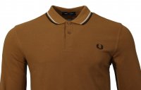 Fred Perry Langarm Polo - M3636- Caramel/Schwarz/Weiß