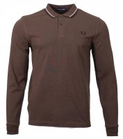 Fred Perry Langarm Polo - M3636- Braun/Schwarz/Pink