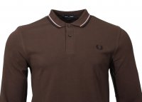 Fred Perry Langarm Polo - M3636- Braun/Schwarz/Pink