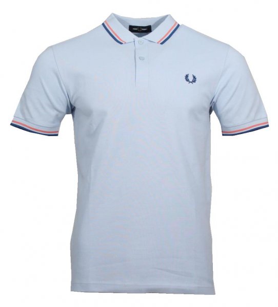 Fred Perry Kurzarm Polo - M3600 - Hellblau/Blau/Orange