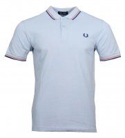 Fred Perry Kurzarm Polo - M3600 - Hellblau/Blau/Orange