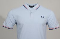 Fred Perry Kurzarm Polo - M3600 - Hellblau/Blau/Orange