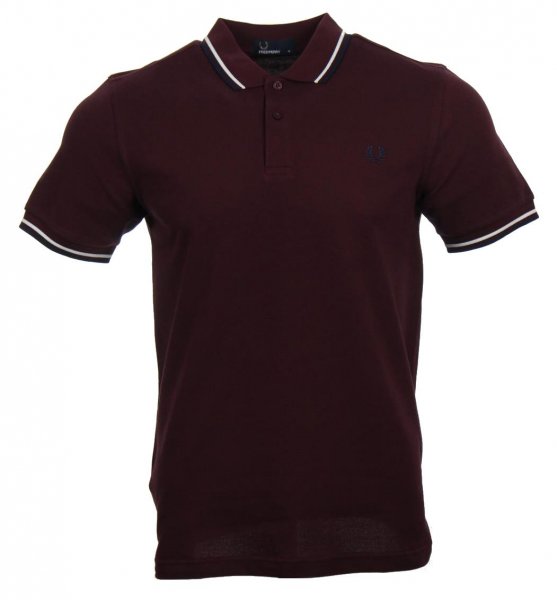 Fred Perry Polo - M3600 - Weinrot/Navy/weiss