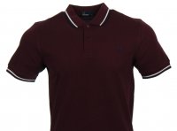 Fred Perry Polo - M3600 - Weinrot/Navy/weiss