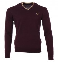 Fred Perry V-Neck Pullover - K9600 - Weinrot M
