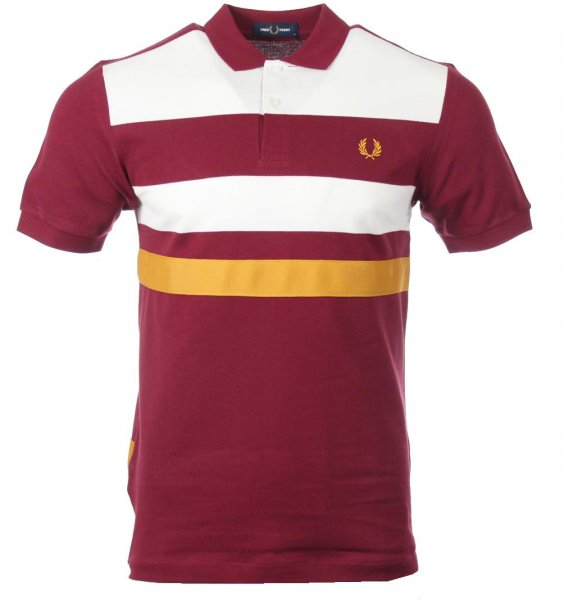 Fred Perry Polo Shirt M8540 Rot/Gelb L