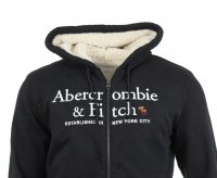 Abercrombie & Fitch Herren Kapuzenjacke Soft A&F Fleece - Schwarz