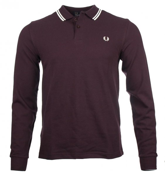 Fred Perry Langarm Polo - M9601 Weinrot