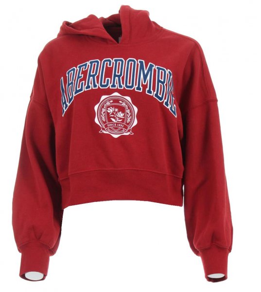 Abercrombie & Fitch Crop Kapuzenpullover - Rot