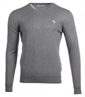 Abercrombie & Fitch V-Neck Pullover - Hellgrau